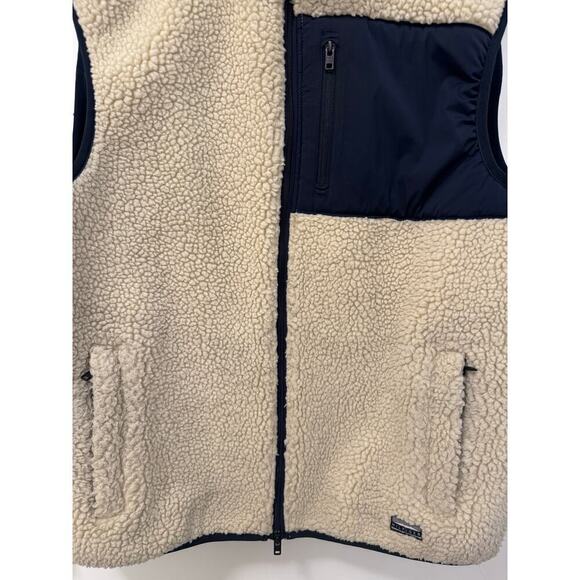 Tommy Hilfiger Men's Sherpa Beige and Navy Zip up Vest XL Contrast Colorblock - Picture 3 of 6